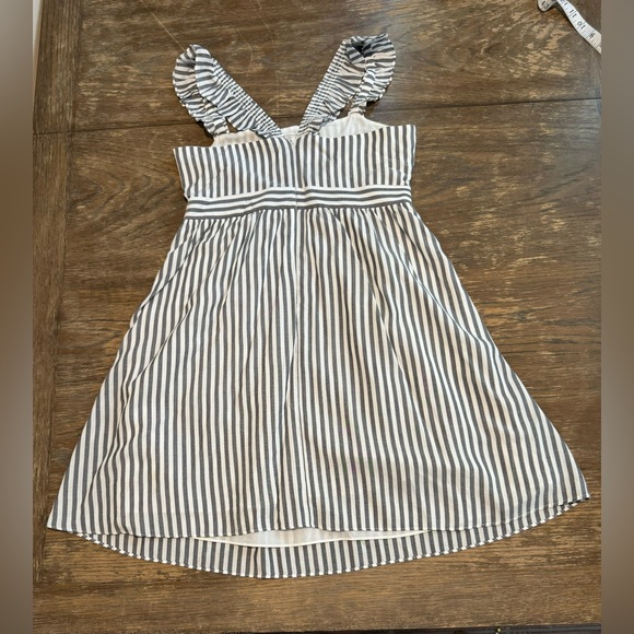 Madewell flutter strap grey white stripe sun dress cotton viscose 4 Small flounc - Picture 15 of 15